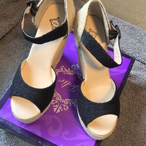Jolie Black Ankle Strap Espadrilles